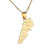 Liban Map Necklace Pendants Chain Women Men Gold Color Jewelry Lebanon Map Lebanese Jewelry