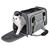 Uiter Expandable Cat Carrier, Soft-Sided Carrier with 2 Large Extensions for Pets up to 20 Pounds, Portable Pet Travel Bag with Removable and Washable Fleece Pad