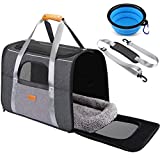 morpilot Pet Carrier Bag, Portable Pet Travel Bag for Cat and Dog of 20lbs, Breathable Cat Carrier with Safety Inner Leash and Foldable Bowl, Can As Cage and Carrier Bag, Size L (18 x12.5 x14 inches)