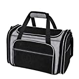 MASKEYON Large Collapsible Airline Approved Soft Sided Pet Carrier, Portable Car Train Travel TSA Cat Carrier 5 Entry with 3 Removable Pad and Mesh Pockets for Cats Dogs and Small Animal of 20 Lbs