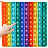 AK-SHIP Big Size Push P0pp Rainbow Square Fidget Ttoy 100bubbles Stress Relieving Fidget Game for Teachers to Create Kinds of Math Manipulatives【with Numbered Multiplication Table】