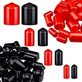 80 Pieces Rubber End Caps Flexible Bolt Covers Screw Caps Thread Protectors in 4 Sizes 1/4 to 3/4 Inch (Black, Red)