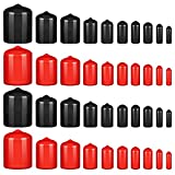 INKNOTE 400 PCS Round Vinyl Flexible End Caps Bolt Screw Rubber Thread Protector Safety Cover, Soft Rubber Cover for Indoor and Outdoor, Home Use, Construction Site Use, 10 Sizes in Red & Black