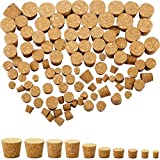 100 Pack Tapered Cork Plugs Wooden Wine Bottle Cork Stoppers Replacement Corks for Wine Beer Bottle, 10 Sizes