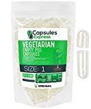 XPRS Nutra Size 1 Empty Capsules - Empty Vegan Capsules - Capsules Express Vegetarian Empty Pill Capsules- DIY Vegetable Capsule Filling- Veggie Pill Capsules Empty Caps (100 Count, Clear)
