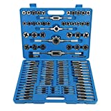 Standard Metric Bearing Steel Tap and Die Rethread Set, 110 Piece Engineers Kit Screw Bolt Cutter for Cutting External and Internal Threads with Storage Case by Mostbest (Blue)