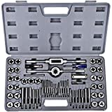 VEVOR Tap and Die Set, 60 PC Tap Set Metric and Sae with Storage Case, Carbon Steel Internal and External Tap and Die Set Metric and Standard, Used for Create New Threads or Repair Damaged Threads