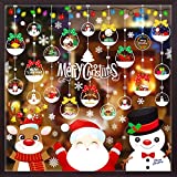 MISS FANTASY Christmas Window Clings Large Merry Christmas Window Clings Stickers Double Sided Christmas Snowflake Window Decals Clings for Glass Window Xmas Holiday Home Office School Decorations