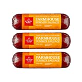 Hickory Farms Farmhouse Summer Sausage 3-Pack, 10 ounces each | Great for Snacking, Entertaining, Charcuterie, Ready to Eat, High Protein, Low Carb, Keto, Gluten Free, Premium Beef and Pork