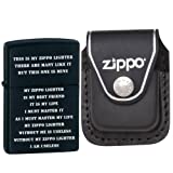 Zippo 24710 Classic Black Matte ZPP Creed Windproof Pocket Lighter with Zippo Black Leather Clip Pouch