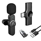 Aisizon Wireless Clip Mic, Wireless Lavalier Microphones, Lapel Clip-on Microphone, for Smartphone, Laptop, Video Recording, Tiktok, Facebook Live, YouTube Live Stream