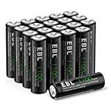 EBL Solar AA Batteries for Outdoor Solar Lights Garden Lights Household Devices, Pre Charged AA Rechargeable Batteries 1.2V 1100mAh High Performance Ni-CD Battery (Pack of 20)