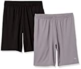 Amazon Essentials Men’s 2-Pack Loose-Fit Performance Shorts, Black/Medium Grey, Medium