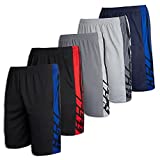 Men's Mesh Active Wear Athletic Basketball Essentials Performance Gym Soccer Running Summer Fitness Quick Dry Wicking Workout Clothes Sport Shorts - Set 2-5 Pack, L