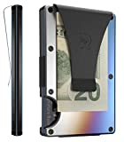 The Ridge Minimalist Slim Wallet For Men - RFID Blocking Front Pocket Credit Card Holder - Aluminum Metal Small Mens Wallets with Cash Strap (Burnt Titanium)