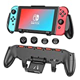 Switch Grip with Upgraded Adjustable Stand Compatible with Nintendo Switch, OIVO Asymmetrical Grip with Upgraded Adjustable Stand/Cartridge Holders and 5 Game Slots- 4 Thump Caps Included
