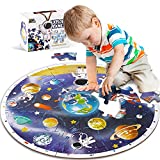 iPlay, iLearn Kids Puzzle Ages 4-8, Wooden Solar System Floor Puzzles Ages 3-5, Large Round Space Planets Jigsaw Puzzle Toys, Educational Learning Gift for 6 7 8 Years Old Toddlers Boys Girls Children