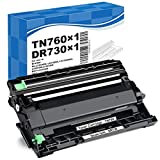 Galada Compatible Toner Cartridge and Drum Unit Replacement for Brother DR-730 DR730 TN-760 TN760 for DCP-L2550DW MFC-L2710DW L2750DW HL-L2350DW L2370DW L2390DW (1 Black Toner+1 Drum Unit Combo Pack)