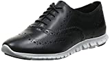 Cole Haan Women's Zerogrand Wing OX Closed Hole Oxford Flat, BLACK LEATHER/OPTIC WHITE, 6 M US