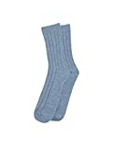State Cashmere Unisex 100% Pure Cashmere Super Soft Bed Cuff Socks (Bella Blue, Large/ US 7-13)