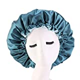 Cospack Satin Bonnet Sleep Bonnet Cap - Extra Large Double Layer Reversible Adjustable Satin Cap for Sleeping Hair Bonnet Green+Lgreen