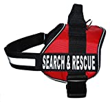 Search & Rescue Harness Vest Cool Comfort Nylon for Dogs Small Medium Large Girth Purchase Comes with 2 Reflective Search & Rescue Removable Patches. (Girth 30-42", Red)