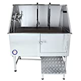 Flying Pig Grooming 50" Stainless Steel Pet Dog Bath Tub with Faucet (Right Door/Left Drain), 50 x 27 x 58