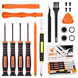 JOREST Cleaning Repair Tool Kit for PS3 PS4 PS5, with PH00 PH0 PH1 and T8 Torx Security Screwdriver, Crowbars, Tweezers, Brush, Grip Caps, Screws, Accessories for PS3/4/5 Controller and Console
