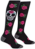 Sock It To Me Womens Knee High Funky Socks - Day Of The Dead Sugar Skull,Multi-color,5-10