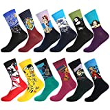 Funny Socks for Men & Women ,Fun Socks ,Crazy Colorful Cool Novelty Cute Dress Socks ,Food Animal Space Socks (10pairs-Painting 3)