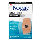 Nexcare Max Hold Waterproof Bandages, Comfortable, low-profile film fits close to the skin, 6 ct Knee & Elbow