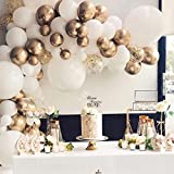 Futureferry Balloon Garland Arch Kit-116 Pcs White and Gold Balloons-Wedding Birthday Bachelorette Engagements Anniversary Party Backdrop DIY Decorations