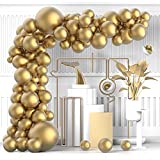 Gold Metallic Chrome Latex Balloon Arch Kit, 102PCS 18In 12In 10In 5In Arch Garland For Festival Picnic, Engagement, Wedding, Birthday Party, Gold Theme Anniversary Celebration Decoration With 33FT Ribbon