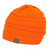 C.C Women's Thick Knit Beanie, Neon Orange