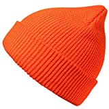 MaxNova Slouchy Beanie Hats Winter Knitted Caps Soft Warm Ski Hat Unisex (Bright Orange)