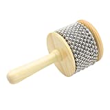 Mowind Wooden Cabasa Hand Shaker Percussion Instrument with Metal Beads for Classroom Band 3.4" Size