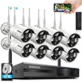 (Dual Antennas for WiFi Enhanced & 60 Days Storage) AI Human Detected 2K 3.0MP Wireless Security Camera System,OOSSXX 8 Channel NVR HD Outdoor Home Surveillance WiFi Cameras Systems with 4TB HDD