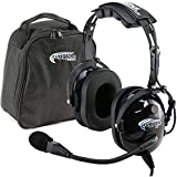 Rugged Air RA200 General Aviation Headset for Student Pilots  Features Noise Reduction Adjustable Headband Full Flex Mic Boom and Headset Bag