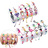 Lorfancy 12 Pcs Kids Girls Women Bracelets Jewelry Animal Pendant Unicorn Owl Cute Women Bracelet Multicolor Rhinestone Woven Friendship Bracelets for Party Favors Pretend Play Bracelets Kids