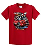 Ford Mustang Shelby GT 500 Red Mustang with Stripes Ford Logo Cobra Men's Short Sleeve T-Shirt Red-XL