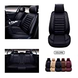 OASIS AUTO OS-001 Leather Car Seat Covers, Faux Leatherette Automotive Vehicle Cushion Cover for 5 Passenger Cars & SUV Universal Fit Set for Auto Interior Accessories (Full Set, Black)