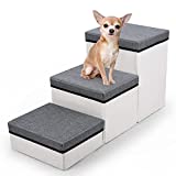 TNELTUEB Folding Pet Stairs,3 Steps Foldable Dogs Stair for Small to Medium Dog and Pet, Pet Storage Stepper for High beds Sofa, Holding up to 50 lbs Pet Dog Cat