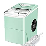 Portable Ice Maker, 26Lbs/24H Counter top Ice Maker Machine, Self-Cleaning, 9 Ice Cubes Ready in 6 Mins, Compact Automatic Ice Cube Maker Machine with Scoop & Basket for Home Office RV(Mint Green)