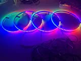 Dream Chasing Color Flow 15.5'' IP68 Waterproof Double Row 300Leds Brightest Strobe Led Wheel Ring Lights Rim Lights Car Tire Lights Blue-Tooth APP Control Multi-Colors 4 Lights