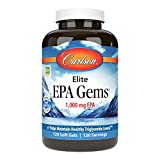 Carlson - Elite EPA Gems, 1000 mg EPA Fish Oil, Wild-Caught, Norwegian Fish Oil, Sustainably Sourced, Helps Maintain Healthy Triglyceride Levels, 120 Softgels