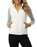 Fuinloth Women's Fleece Vest, Polar Soft Sleeveless Classic Fit with Zip up Pockets Ivory Medium