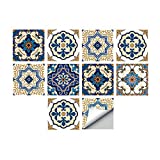 Self-Adhesive Wall Tile Decals, Peel and Stick Tile Stickers, Waterproof Backsplash Stickers for Kitchen Bathroom Decor, 6x6inch 10Pcs, Moroccan 029