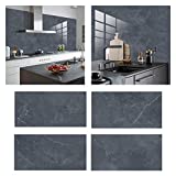 YSISLY 16PCS Wall Sticker Self-Adhesive, Wall Tile Sticker, Ceramic Tile Stickers, Marble Tile Stickers, PVC Waterproof Crystal Film, for Home Living Room Kitchen Bathroom Decor 30cm x 15cm (DLS024)