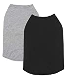 Wolspaw 2-Pack Dog Shirt 100% Cotton Blank Dogs Boy Girl Soft T Shirts Pet Small Medium Large Clothes,Black Grey S