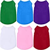 6 Pieces Dog Shirts Pet Puppy Blank Clothes Breathable Dog Plain Shirts Soft Puppy T-Shirts Clothes Outfit for Dogs Cats Puppy (Small, Blue, White, Purple, Green, Pink, Dark Red)